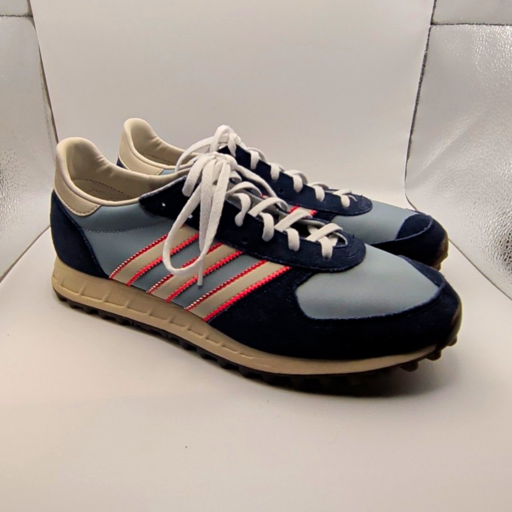 adidas Men's Low Top Lace-Up Athletic Sneakers Blue/Gray Beige/Orange Rubber